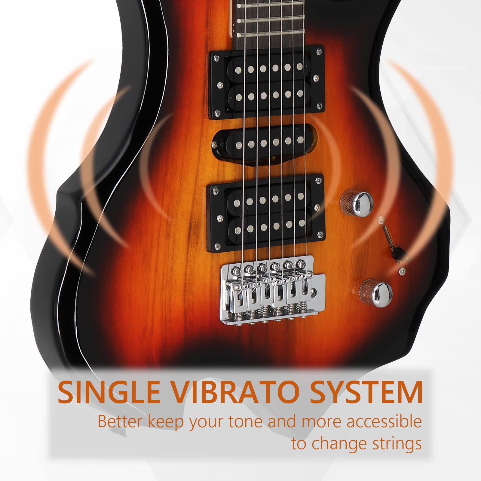 Ktaxon Electric Guitar 6 String Solid Body Electric Guitars, Flame Design Electric Guitar Kit with Portable Bag, Adjustable Shou